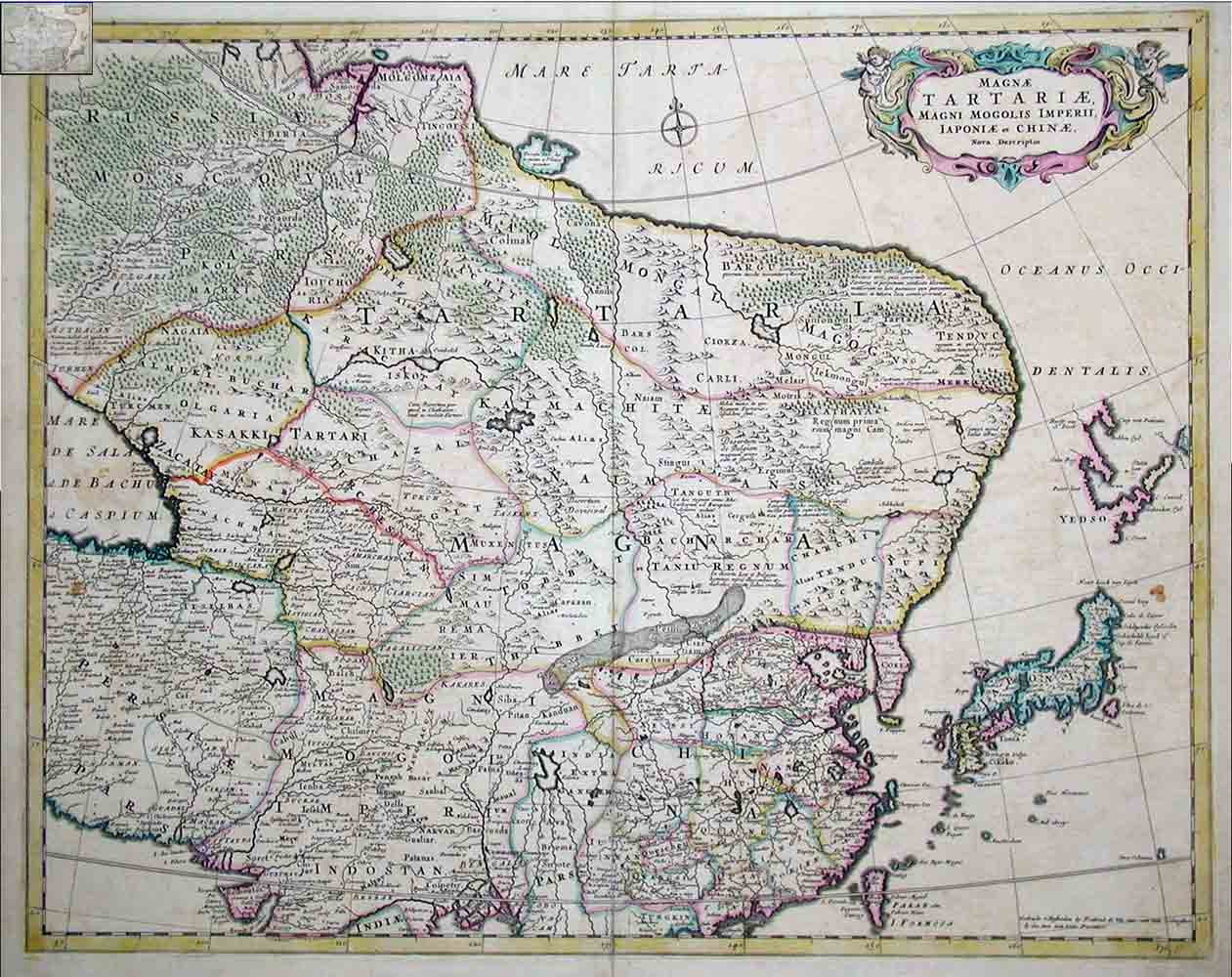Голландская карта Великой Тартарии, Великой Могольской Империи, Японии и Китая, 1680 Фредерика де Вита (Frederik de Wit)