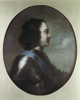 Репродукция портрета Петра I работы художника Готфрида Таннауэра